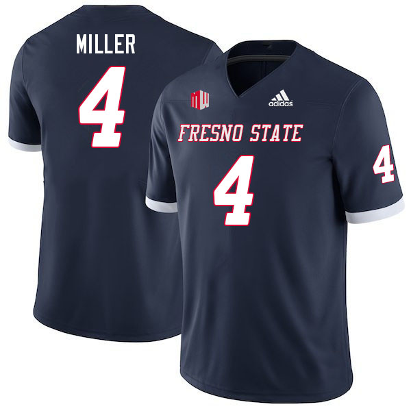 Men #4 RL Miller Fresno State Bulldogs College Football Jerseys Stitched Sale-Navy